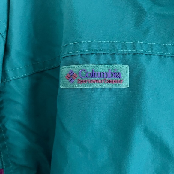 Columbia Women Vintage 90s Spell Out Bugaboo Jacket Size Large Blue Purple Pink - Picture 9 of 10